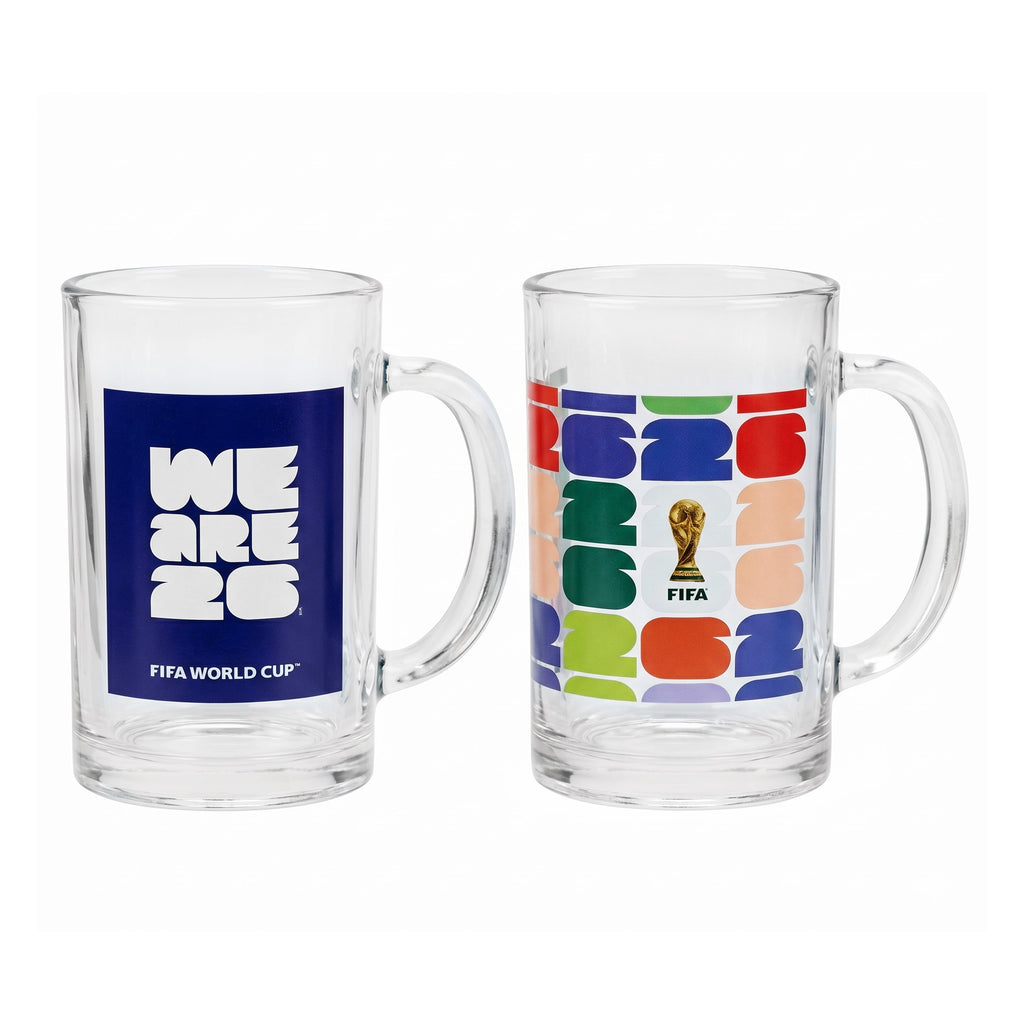 Atelier Sportif Official FIFA We Are 26 & Trophy Set of 2 Glass Mugs With Handle  21 OZ.