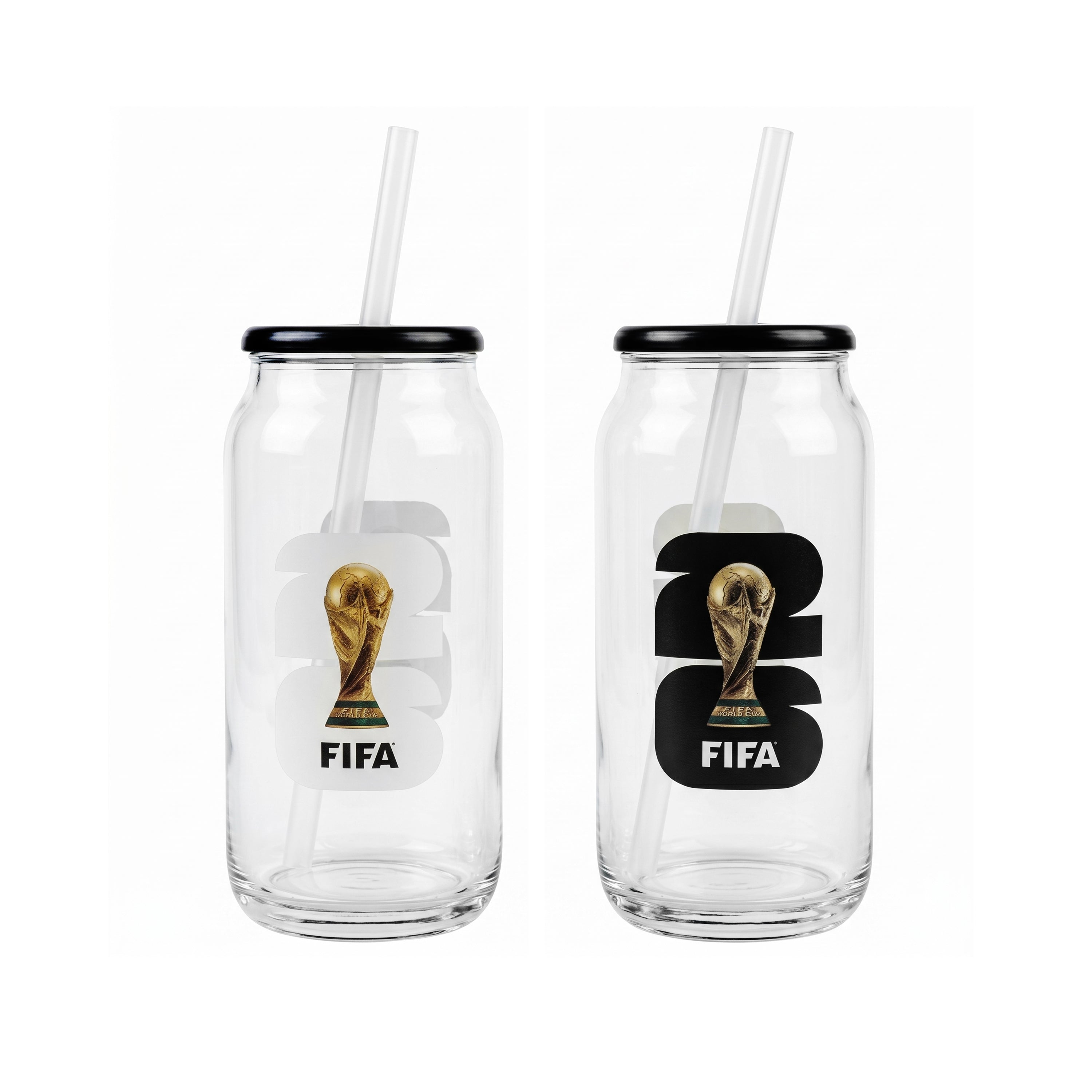 Atelier Sportif Official FIFA World Cup Trophy Set of 2 Glass Sippers with Lid and Straw