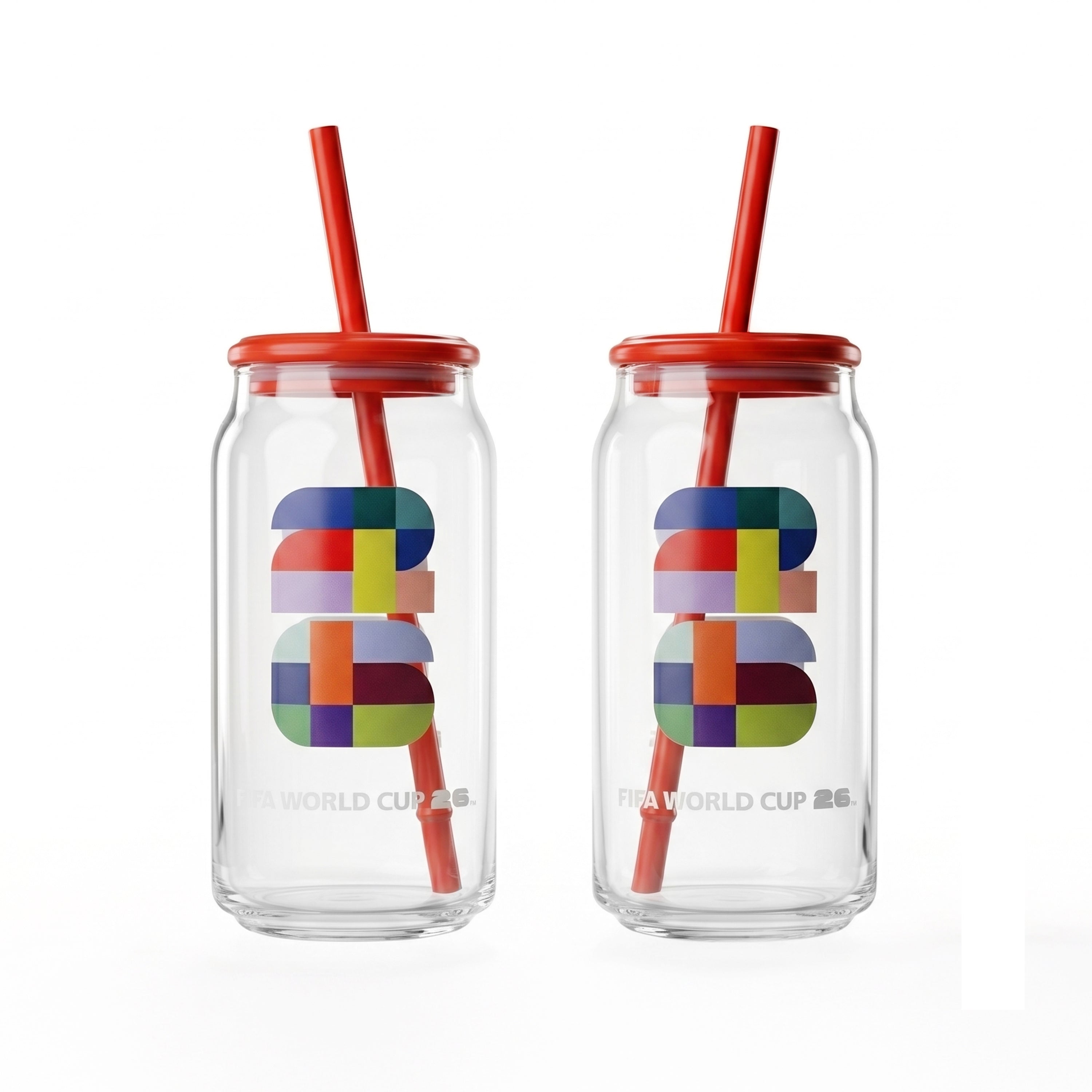 Atelier Sportif Official FIFA World Cup Trophy Set of 2 Glass Sippers with Lid and Straw