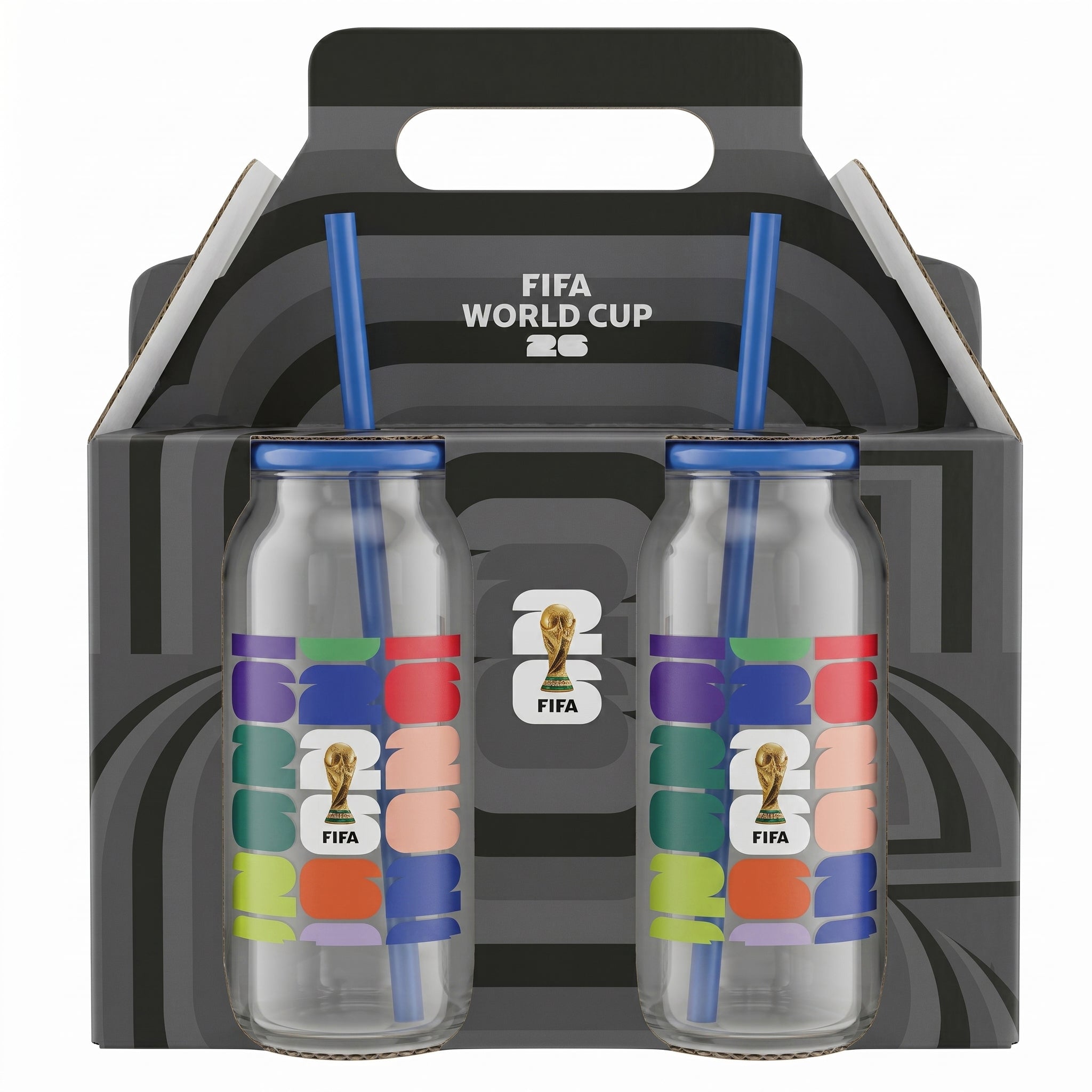 Atelier Sportif Official FIFA World Cup Trophy Set of 2 Glass Sippers with Lid and Straw