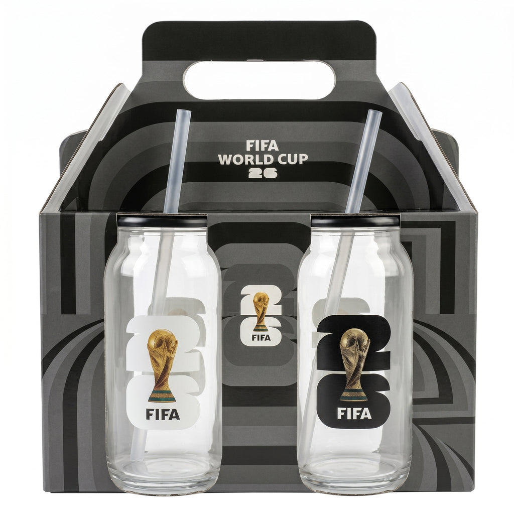 Atelier Sportif Official FIFA World Cup Trophy Set of 2 Glass Sippers with Lid and Straw