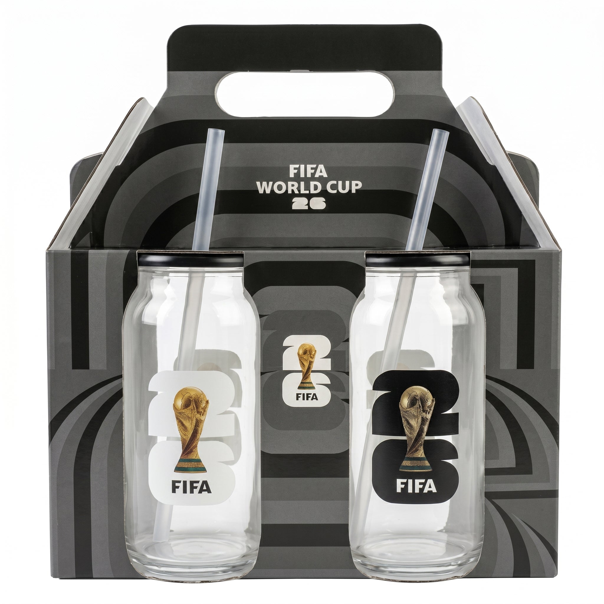 Atelier Sportif Official FIFA World Cup Trophy Set of 2 Glass Sippers with Lid and Straw