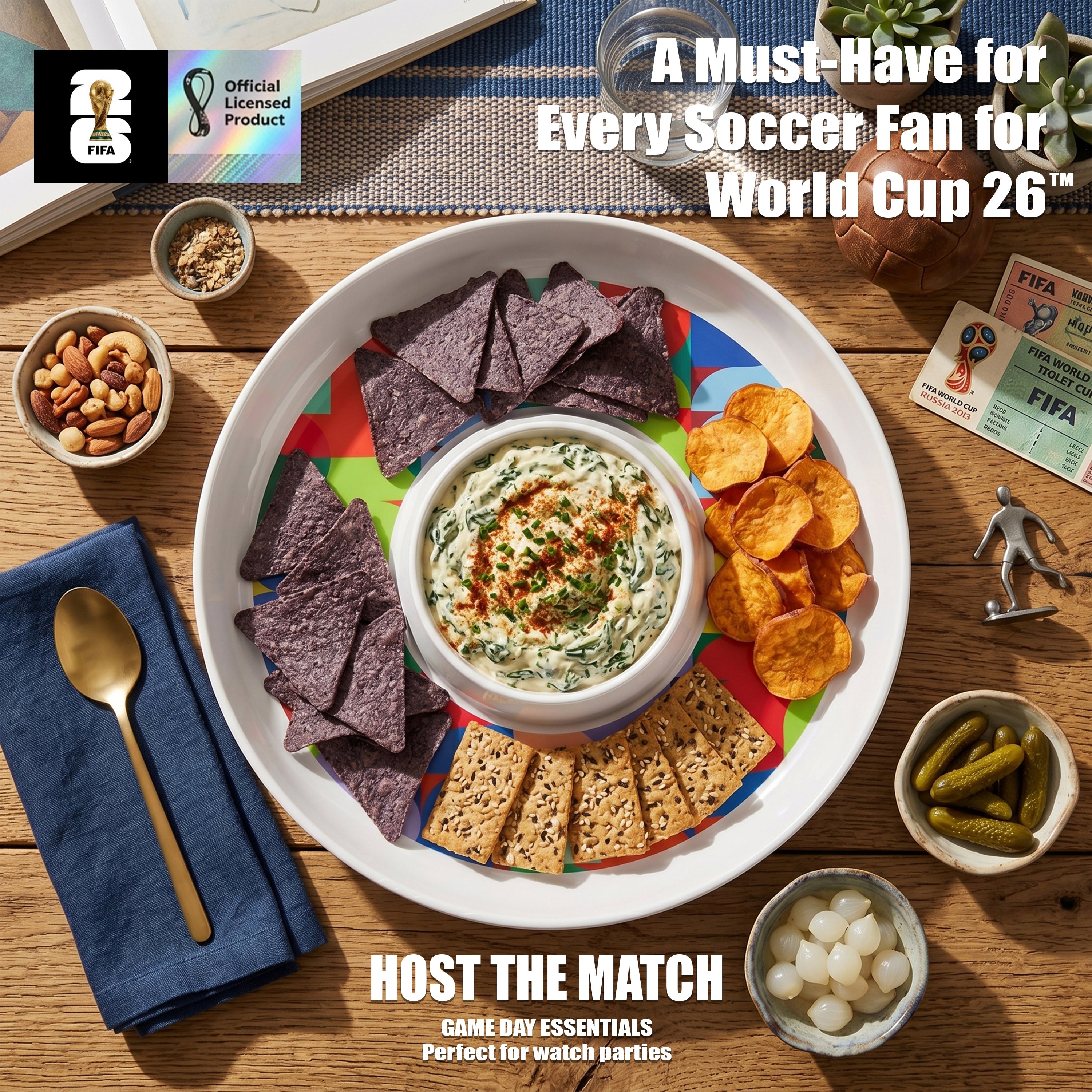 Atelier Sportif Official FIFA 26 Can Mex Us Melamine Chip & Dip 13"D